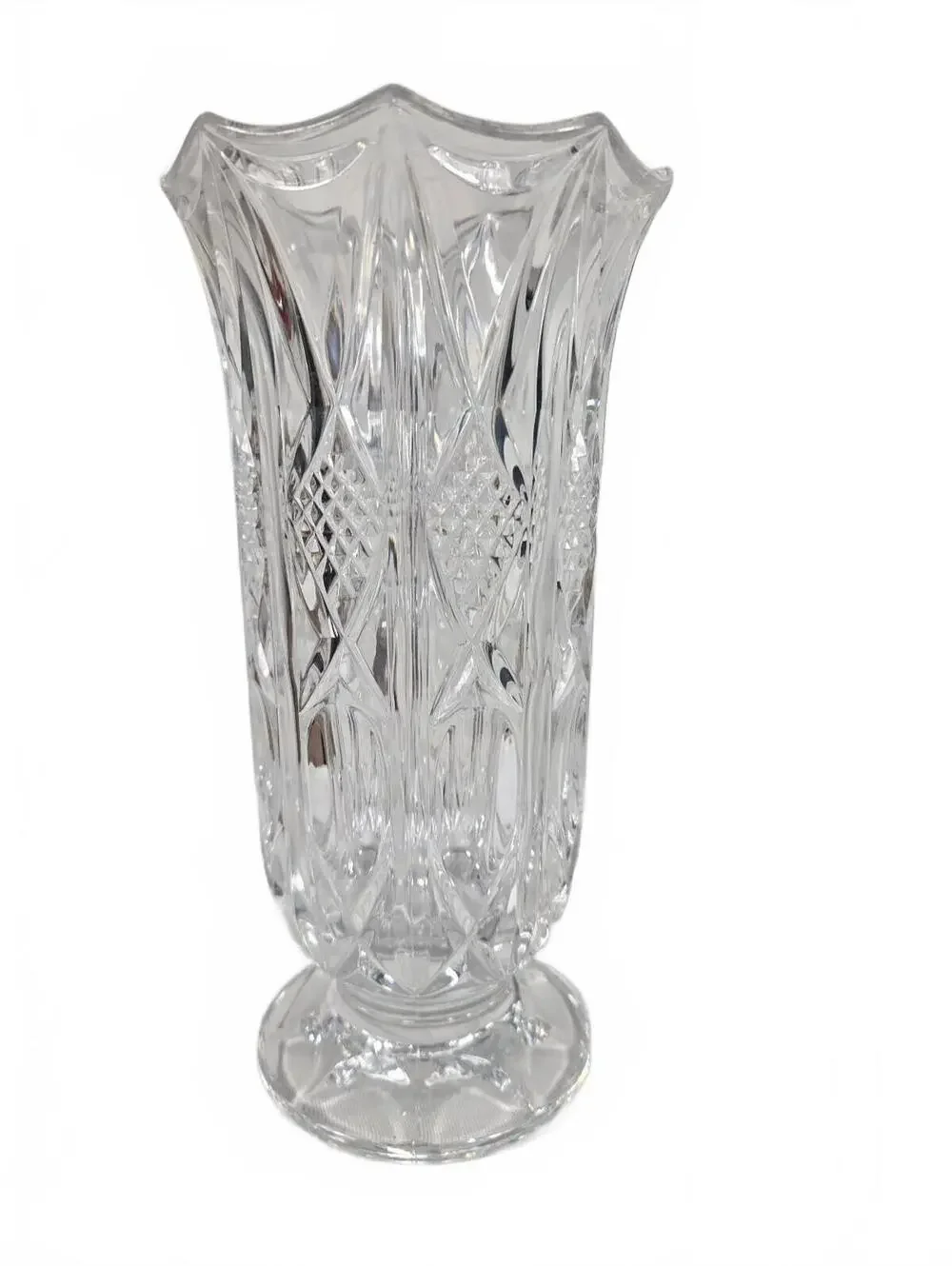 Vintage Cut Crystal Footed Vase 9.5